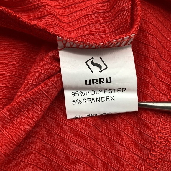 URRU Mens Ribbed‎ Textured Short Sleeve Polo Red Size Large - Picture 6 of 7